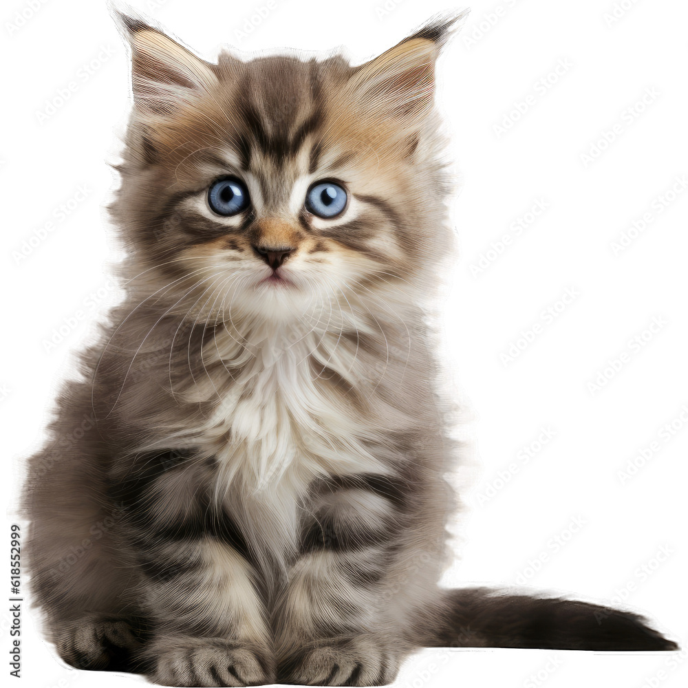 cute little kitten, cat, pet, isolated on transparent background