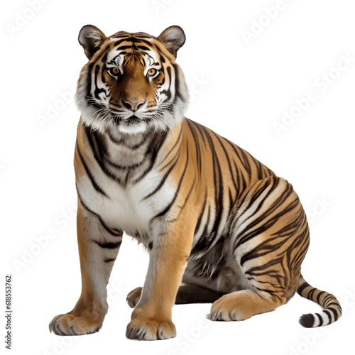 Siberian tiger isolated on white background  Generative AI