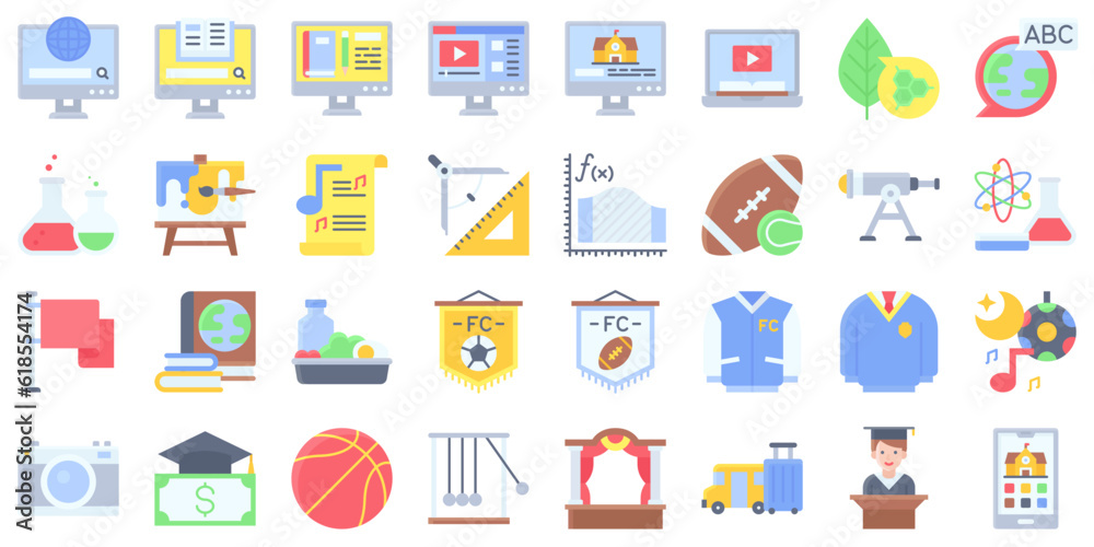 High school related flat vector icon set 2 High school related flat vector icon set 2