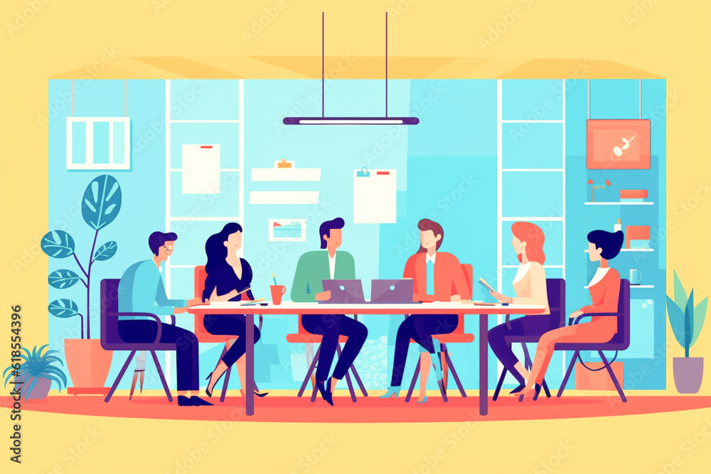 Corporate Collaboration  Businessman Character Design Engages in Productive Meeting Room Conversation