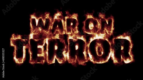 fiery font burning text fire -  red blue green flames - War on Terror