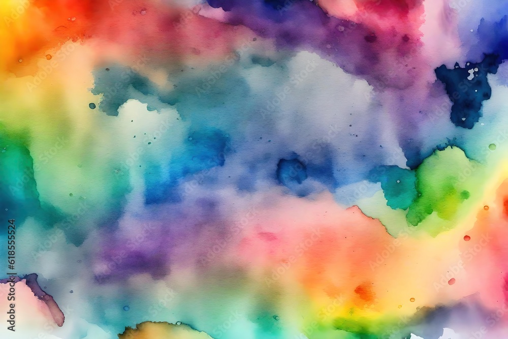 Abstract Watercolor Paint Rainbow Color Grunge Texture for Background, Gradient Banner Generative AI