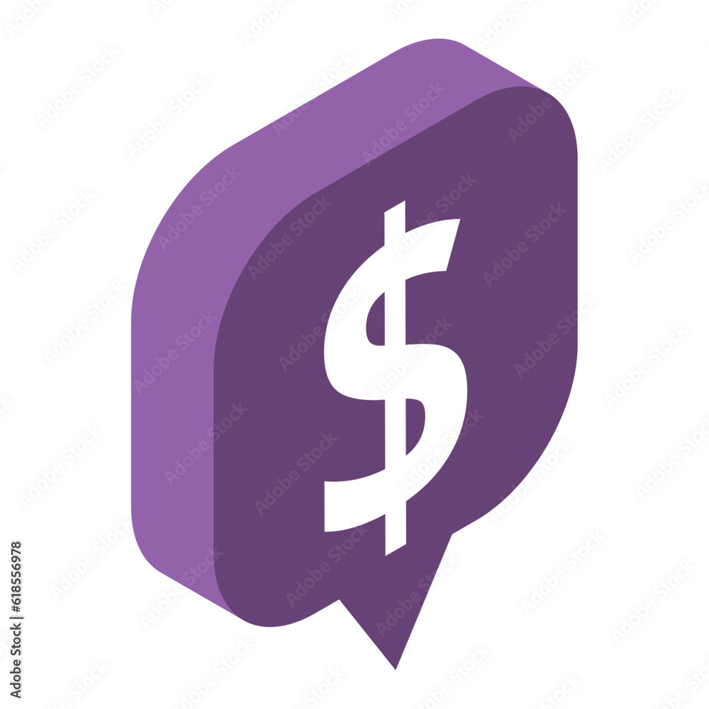 Isolated money symbol on chat icon Vector Isolated money symbol on chat icon Vector