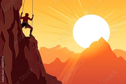 ai generated People silhouette illustration climbing high mountain challenging activities