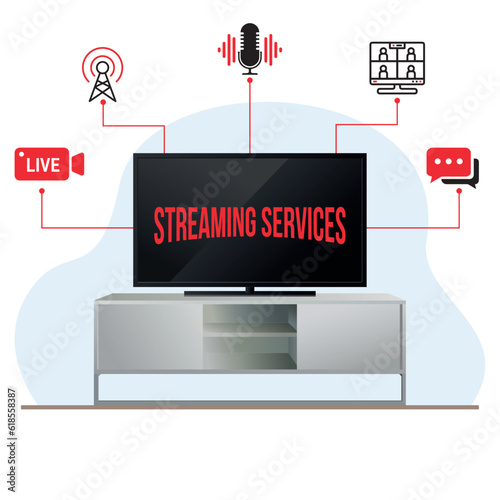 Colored streaming services concept template Vector