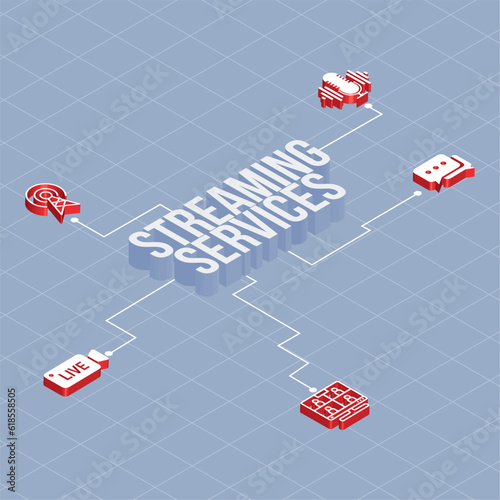 Colored streaming services concept template Vector