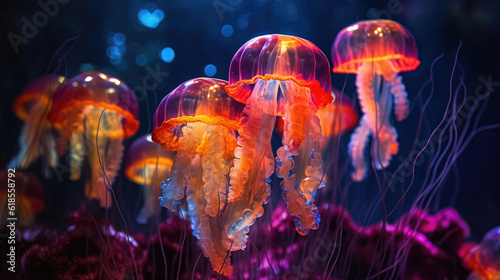Colourfull jellyfishes in undersea © didiksaputra