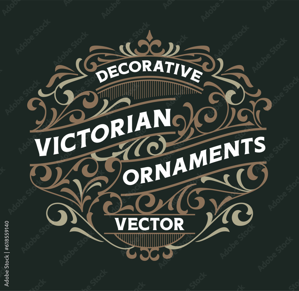 Victorian Vintage Badges Decorative Ornament Classic Design Element