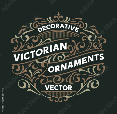 Victorian Vintage Badges Decorative Ornament Classic Design Element