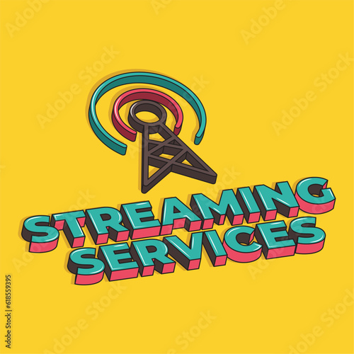 Colored streaming services concept template Vector