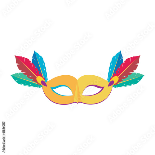 Isolated colored carnival mask with feathers icon Vector