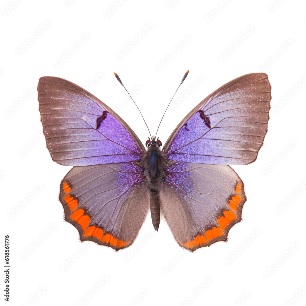 Fototapeta premium Front view of Violet hairstreak butterfly butterfly isolated on white transparent background