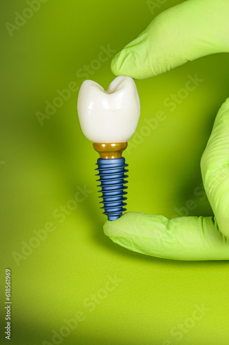 implant on green background ,