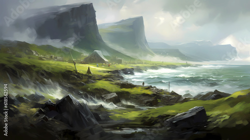 Illustration of a beautiful view of Iceland