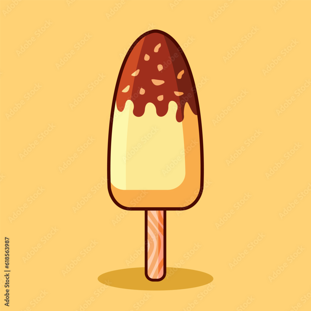 Chocolate vanilla ice cream stick.