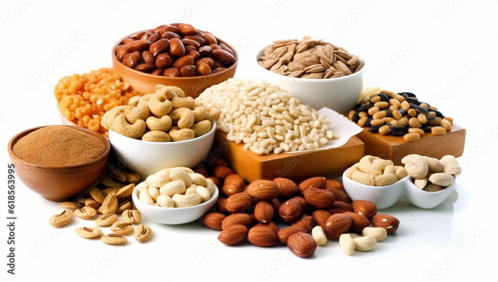 Assortment of hypoallergenic dried fruits isolated on white background. Generative AI, Assortment of hypoallergenic dried fruits isolated on white background. Generative AI,