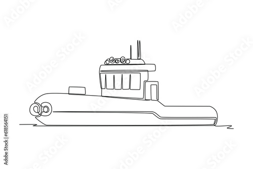 Continuous one line drawing Ocean travel transportation concept. Single line draw design vector graphic illustration.