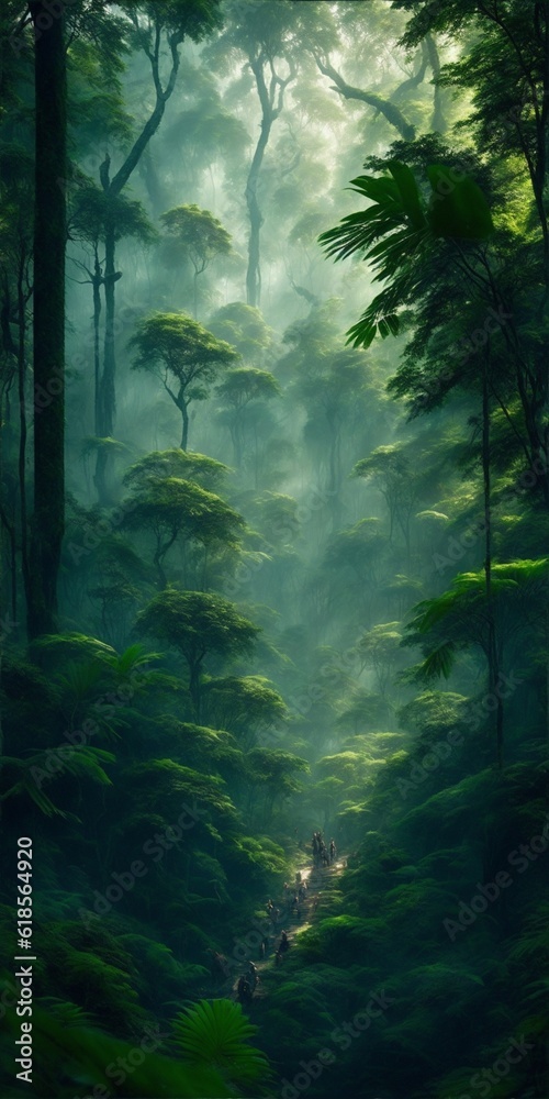 misty morning in the forest misty morning in the forest