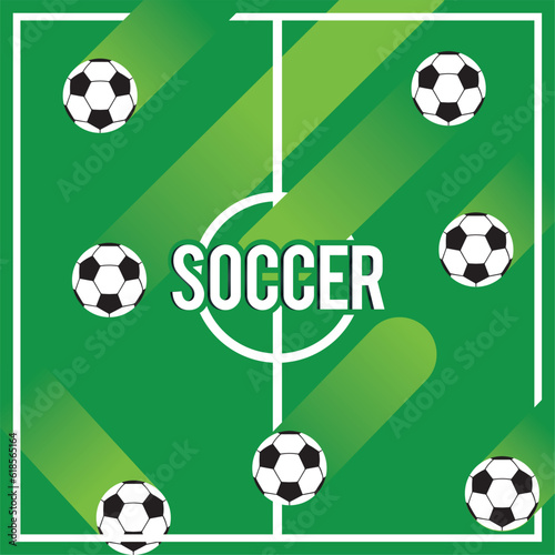 Colored soccer league template with text Vector