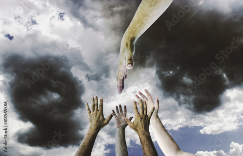 God Hand Stretching Down from Heaven