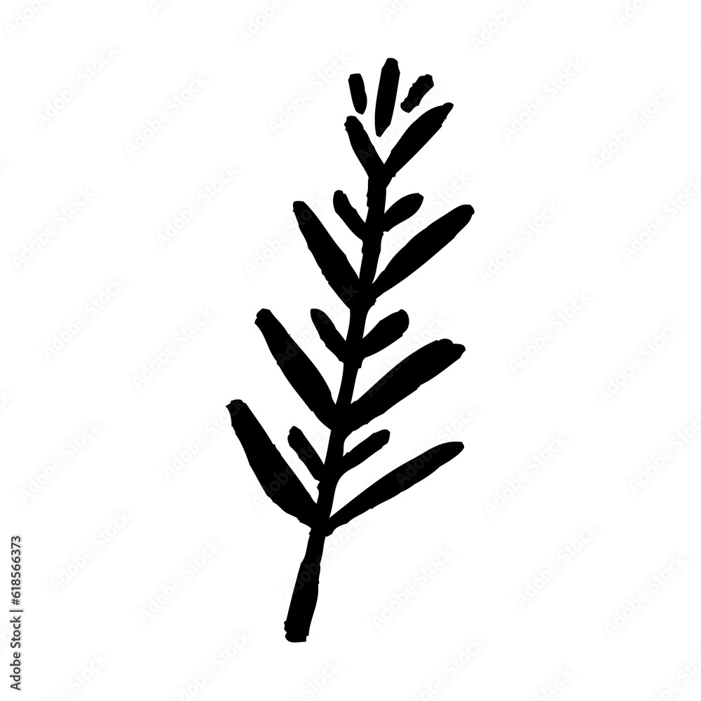 Obraz premium Hand drawn floral elements,Vector branches and leaves,Vintage botanical illustrations,Tiny plantsand flowers