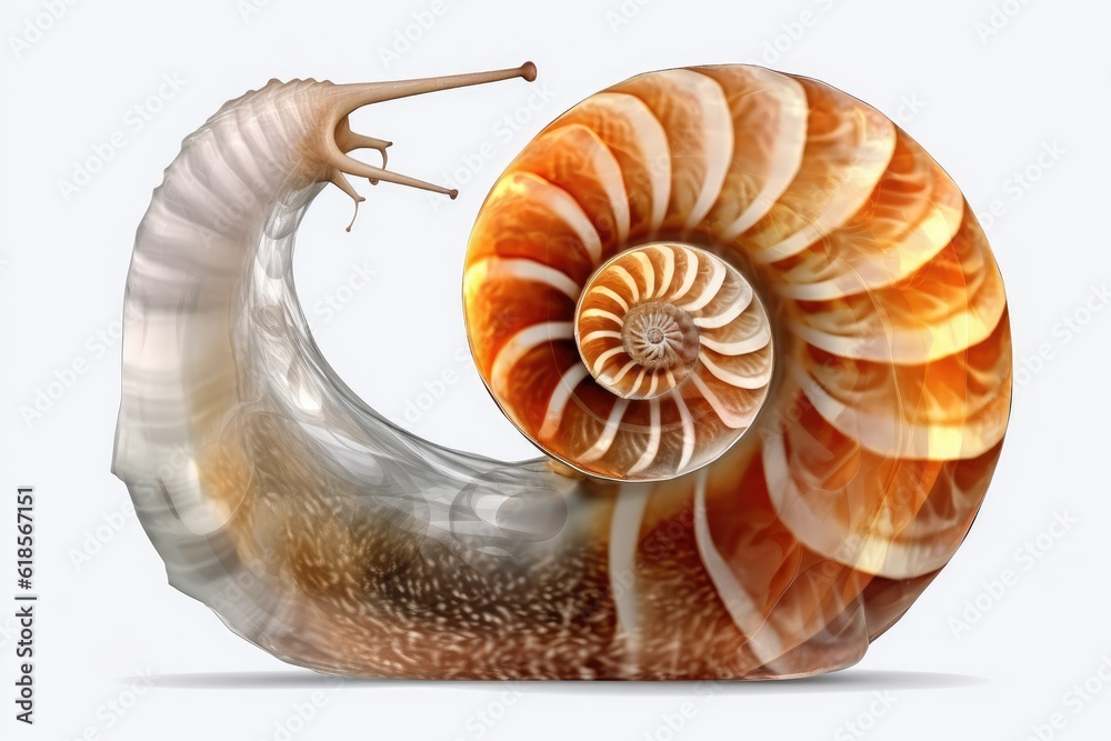 snail nautilus ammonite gastropod winkle isolated on white background with 8k high resolution - obrazy, fototapety, plakaty 