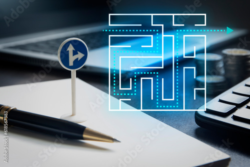 business decision making management concept , choosing direction way