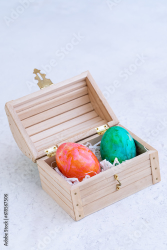 Red and green colored eggs