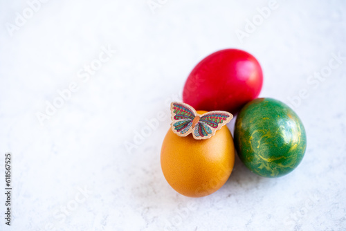 Colorful Easter eggs on a white background