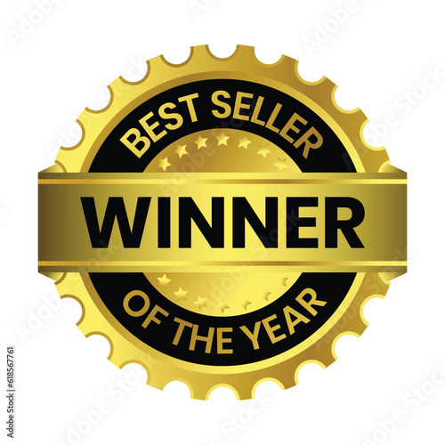 Best Seller Of The Year Winner Badge, Emblem, Label Seal, Rubber Stamp For Business And Shopping Rating Sybol, Top Seller Of The Year Badge Vector Illustration