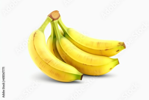 four bananas isolated on white background