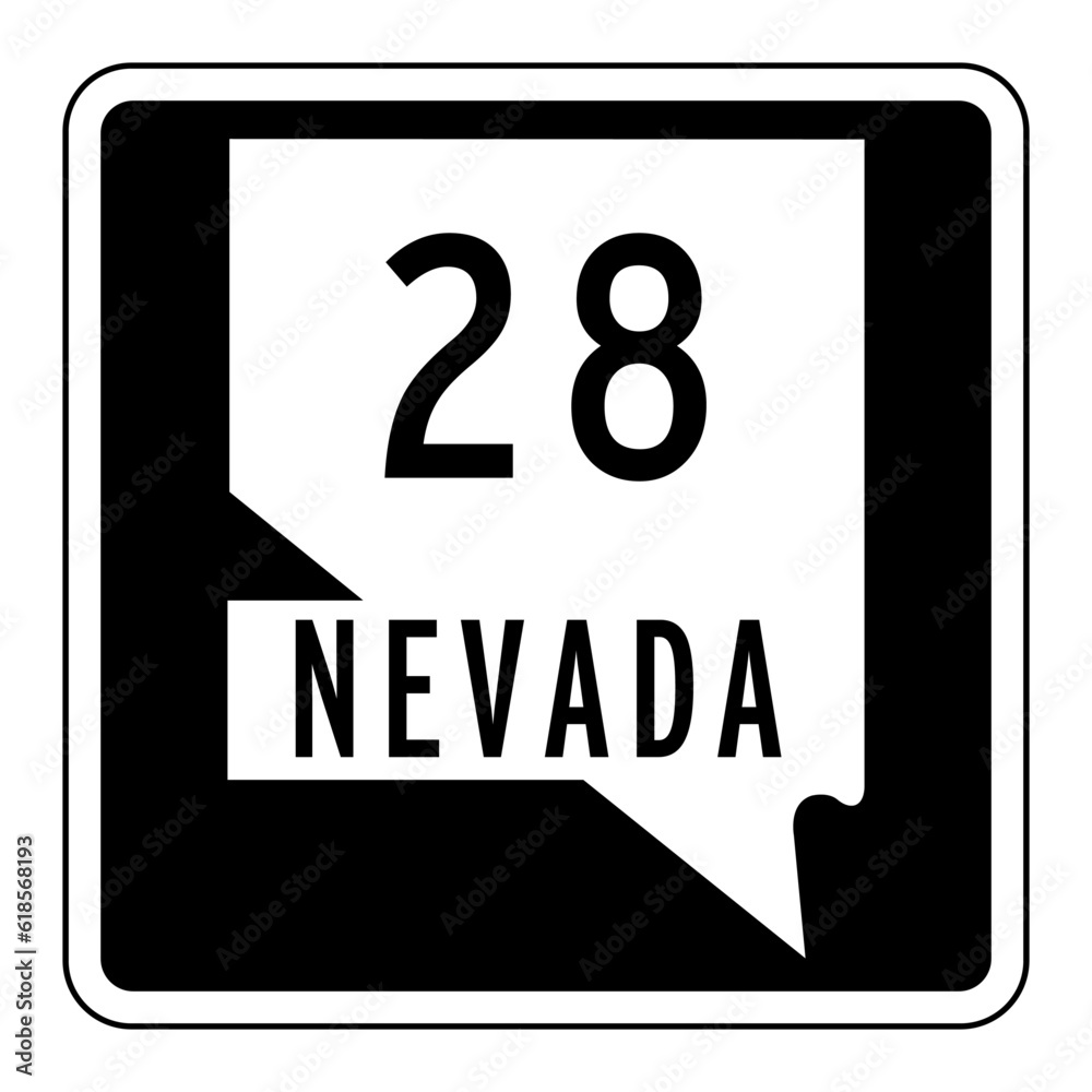 Nevada State Route 28 sign, NV 28, isolated road sign vector Nevada State Route 28 sign, NV 28, isolated road sign vector