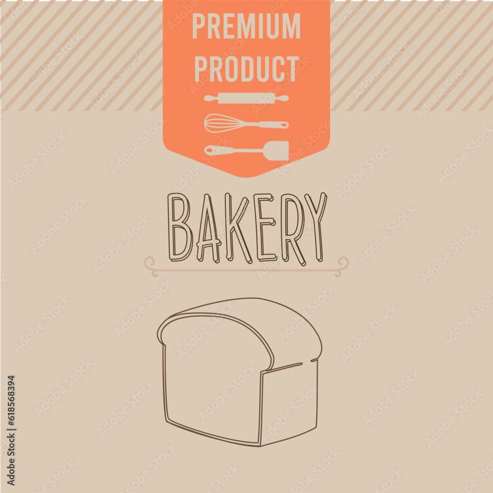 Fototapeta premium Isolated slice of bread sketch Bakery product icon Vector
