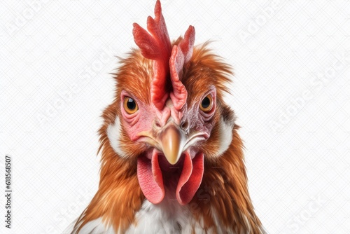 close up of a rooster isolated on white background with 8k high resolution