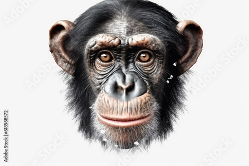 chimpanzee head shot isolated on white background with 8k high resolution © Waqas