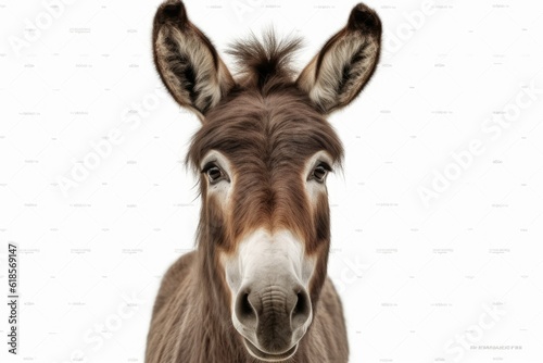 portrait of a donkey isolated on white background with 8k high resolution