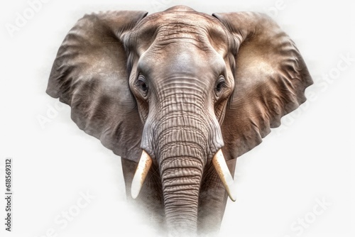 elephant closeup isolated on white background with 8k high resolution
