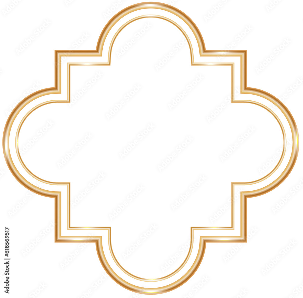 Ramadan window frame shape. Islamic golden Muslim mosque element of architecture with ornament. Ramadan window frame shape. Islamic golden Muslim mosque element of architecture with ornament.