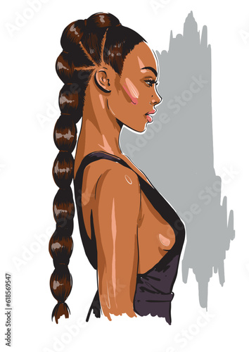 attractive young black women with modern hairstyle