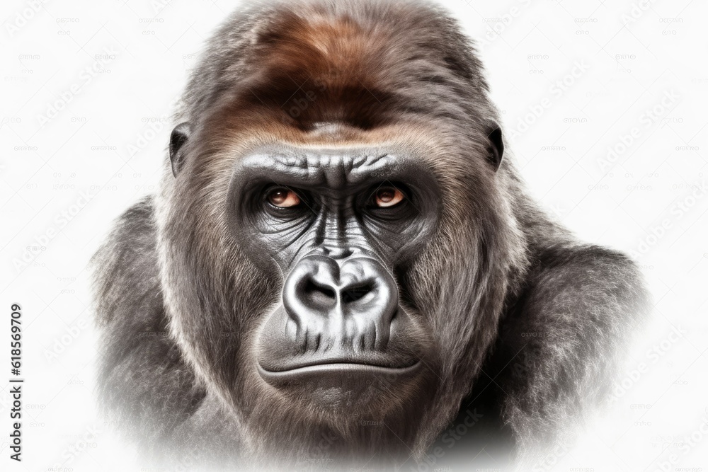 gorilla PNG 8k isolated on white background
