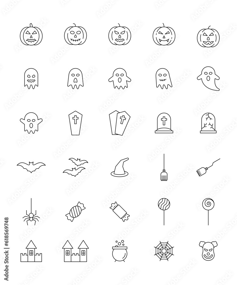 Halloween icon set. Editable vector stroke. Halloween icon set. Editable vector stroke.