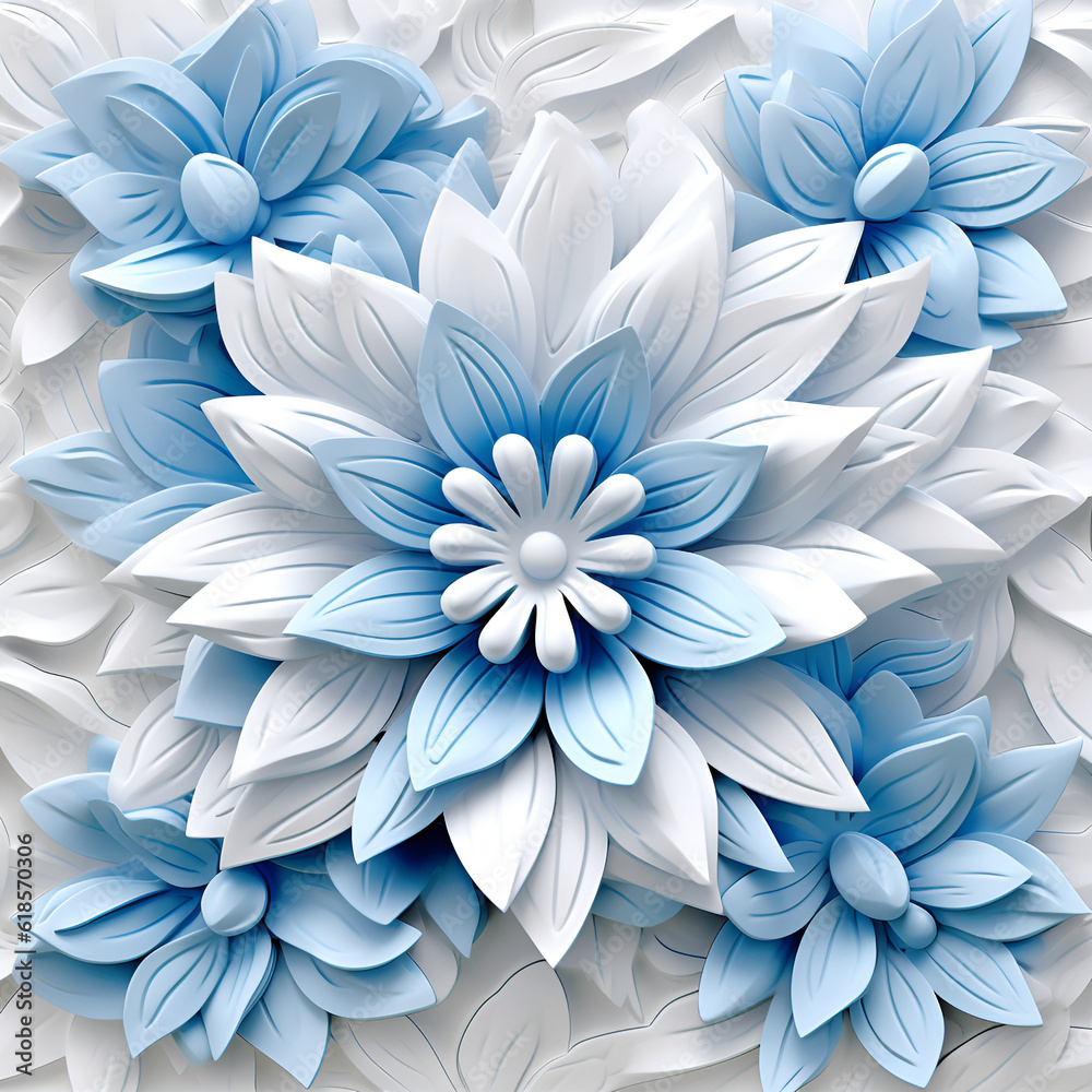 abstract blue background with flowers,beautyfull,garden,AI generated