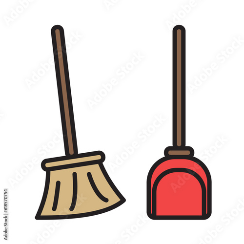 Filled Line BROOM & DUSTPAN design vector icon design vector line icon svg