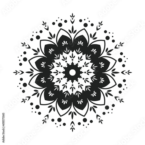 Circular pattern of mandala for Henna  Mehndi  tattoo  decoration. Decorative ornament in ethnic oriental style. Coloring book page.