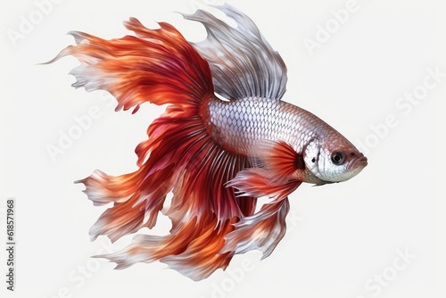 red and white fish isolated on white background