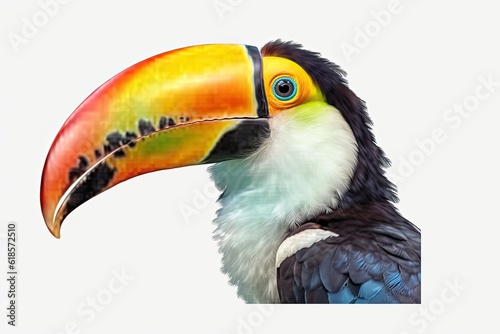 toucan bird side pose on white background