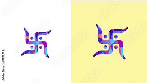 Abstract Swastika, Lowpoly Swastika, ancient religious symbol, Hindu Cultural Symbol, Swastika