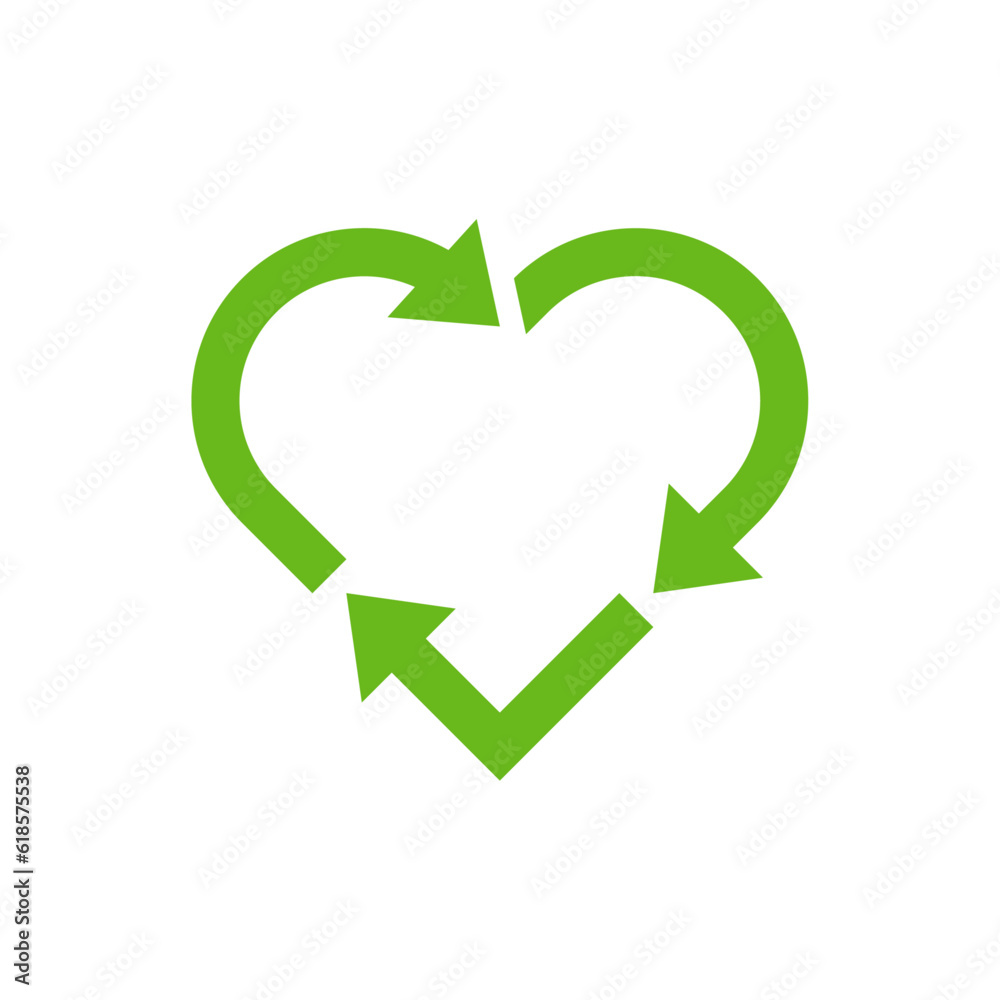 Green heart shape with arrows Green heart shape with arrows
