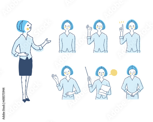 案内係の女性の表情　バリーエーションセット