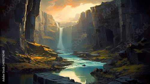 Illustration of a beautiful view of Iceland